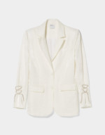 Blazer brillant manches lacées strass blanc Bershka