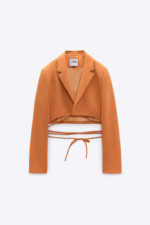 Blazer court à liens orange Zara