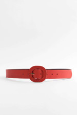 Ceinture en cuir uni rouge Zara