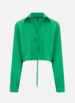Chemise cropped en popeline de coton Vert Selmacilek