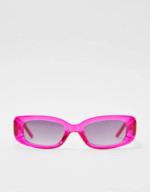 Lunettes de soleil rectangulaires rose Bershka