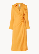 Robe portefeuille midi Lake en lyocell avec détail laçage orange Mango