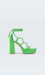 Sandales à talon plateforme vert Stradivarius