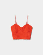 Top corset bretelles texturé rouge Bershka