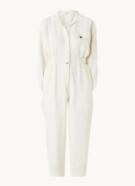 Combinaison courte coupe fuselée en lin mélangé avec poches latérales blanc Sandro