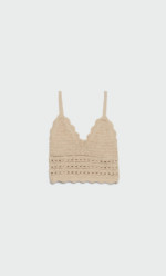 Top en maille crochet beige Stradivarius