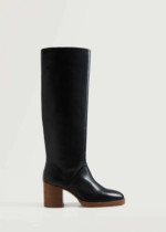 Bottes cuir talon noir mango