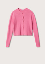 Cardigan crop côtelé rose