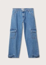 Jean cargo poches bleu mango