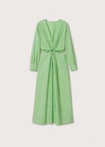 Robe coton fendue vert mango