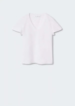 T-shirt blanc coton lin mango