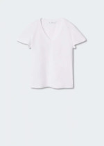 T-shirt blanc coton lin mango