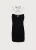 robe courte froncée dos ouvert noir mango