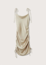 robe satinée froncée beige mango